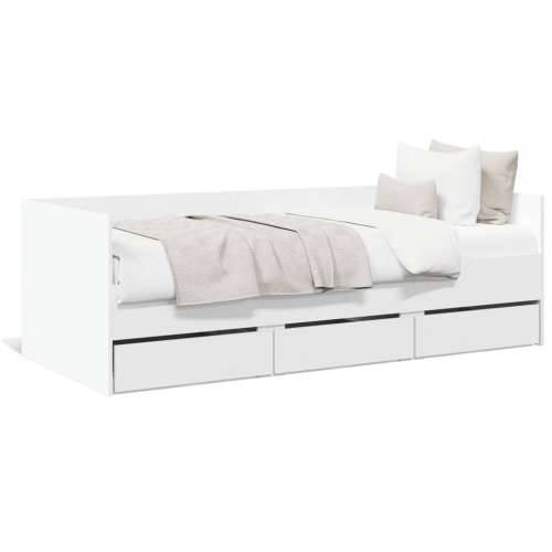 Dnevni krevet s ladicama bijeli 90 x 200 cm konstruirano drvo Cijena