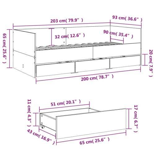Dnevni krevet s ladicama bez madraca bijeli 90x200 cm - Bijela 90 x 200 cm Cijena
