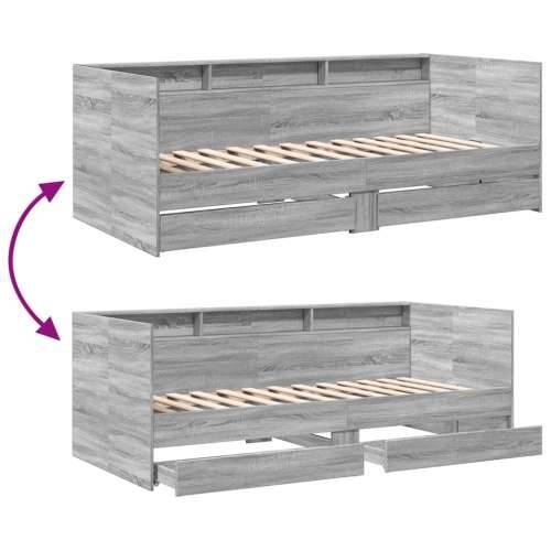 Dnevni krevet s ladicama bez madraca siva boja hrasta 90x200 cm - Sivi hrast sonoma 90 x 200 cm Cijena