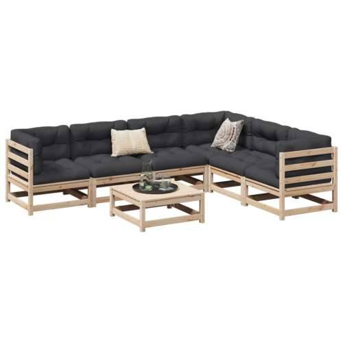 Vrtna garnitura - 7-dijelni set vrtnih sofa s jastucima od masivne borovine - Prirodna boja bora s jastučićem 1 Cijena