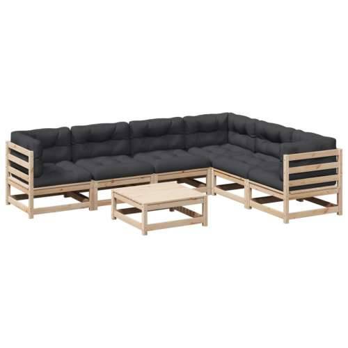 Vrtna garnitura - 7-dijelni set vrtnih sofa s jastucima od masivne borovine - Prirodna boja bora s jastučićem 1 Cijena