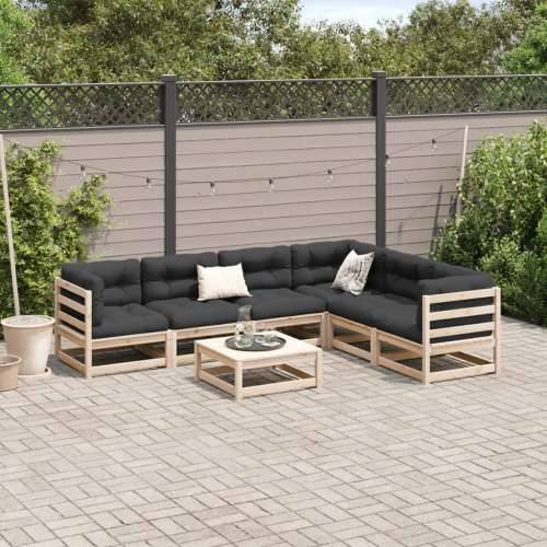 Vrtna garnitura - 7-dijelni set vrtnih sofa s jastucima od masivne borovine - Prirodna boja bora s jastučićem 1 Cijena