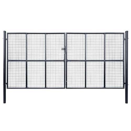 Mrežasta vrtna vrata od pocinčanog čelika 400 x 175 cm siva - 400 x 175 cm Cijena