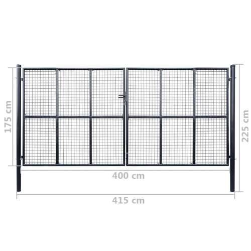 Dvorišna vrata - Mrežasta vrtna vrata od pocinčanog čelika 400 x 175 cm siva - 400 x 175 cm Cijena