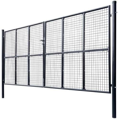 Mrežasta vrtna vrata od pocinčanog čelika 400 x 200 cm siva - 400 x 200 cm Cijena