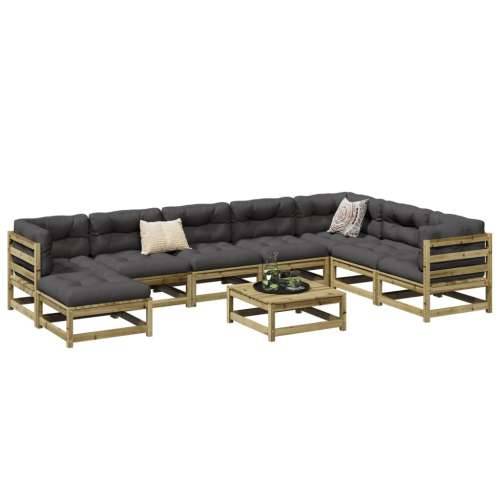 Vrtna garnitura - 9-dijelni set vrtnih sofa s jastucima od impregnirane borovine - Prirodno impregnirano s jastučićem 1 Cijena