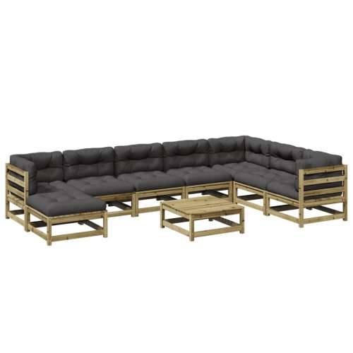 Vrtna garnitura - 9-dijelni set vrtnih sofa s jastucima od impregnirane borovine - Prirodno impregnirano s jastučićem 1 Cijena