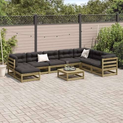 Vrtna garnitura - 9-dijelni set vrtnih sofa s jastucima od impregnirane borovine - Prirodno impregnirano s jastučićem 1 Cijena