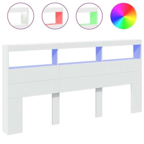 Ormarić za uzglavlje s LED svjetlima bijeli 200 x 17 x 102 cm - Bijela 200 x 17 x 102 cm 1 Cijena
