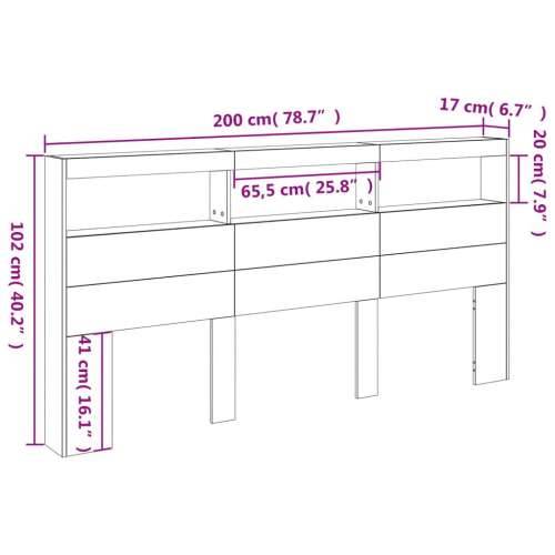 Ormarić za uzglavlje s LED svjetlima bijeli 200 x 17 x 102 cm - Bijela 200 x 17 x 102 cm 1 Cijena
