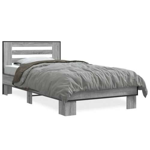 Okvir za krevet boja hrasta 90x200 cm konstruirano drvo i metal - Sivi hrast sonoma 90 x 200 cm Cijena