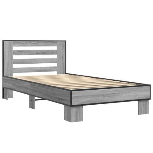 Okvir za krevet boja hrasta 90x200 cm konstruirano drvo i metal - Sivi hrast sonoma 90 x 200 cm Cijena