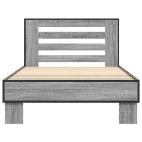 Okvir za krevet boja hrasta 90x200 cm konstruirano drvo i metal - Sivi hrast sonoma 90 x 200 cm Cijena