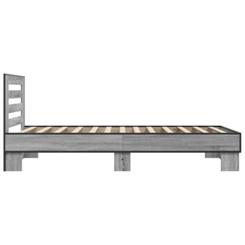 Okvir za krevet boja hrasta 90x200 cm konstruirano drvo i metal - Sivi hrast sonoma 90 x 200 cm Cijena