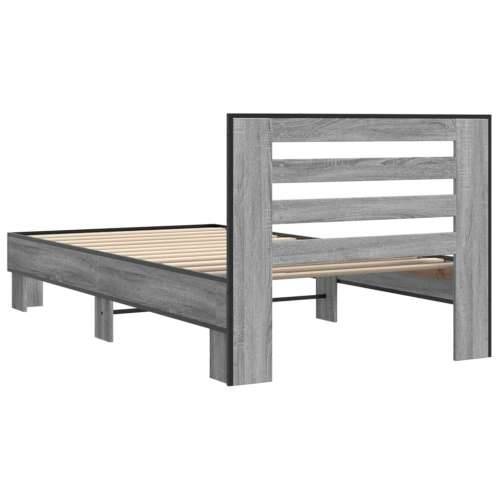 Okvir za krevet boja hrasta 90x200 cm konstruirano drvo i metal - Sivi hrast sonoma 90 x 200 cm Cijena