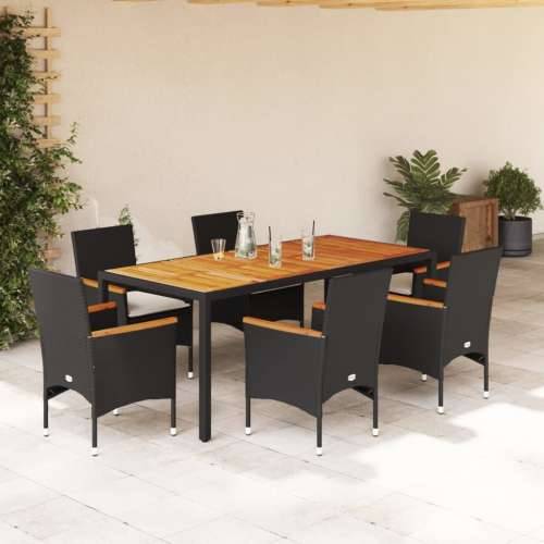 Vrtna garnitura - 7-dijelni vrtni blagovaonski set s jastucima poliratan i bagrem - Crna 190 x 90 x 75 cm 6 Cijena