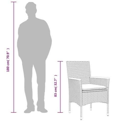 Vrtna garnitura - 4-dijelni vrtni blagovaonski set s jastucima poliratan i staklo Siva 90 x 90 x 75 cm 4 Cijena