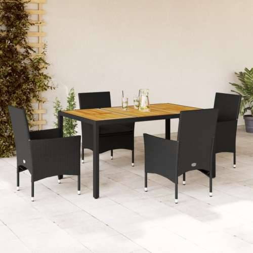 Vrtna garnitura - 5-dijelni vrtni blagovaonski set s jastucima poliratan i bagrem - Crna 150 x 90 x 75 cm 4 Cijena