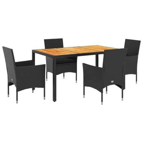 Vrtna garnitura - 5-dijelni vrtni blagovaonski set s jastucima poliratan i bagrem - Crna 150 x 90 x 75 cm 4 Cijena