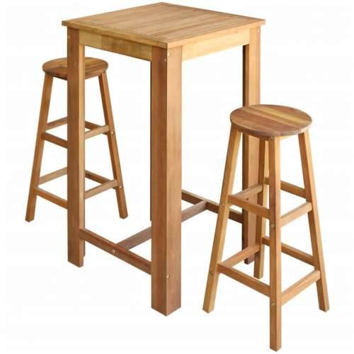3-dijelni set barskih stolaca i stola od masivnog bagremovog drva Cijena