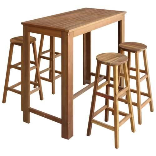 5-dijelni set barskih stolaca i stola od masivnog bagremovog drva Cijena