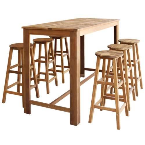 7-dijelni set barskih stolaca i stola od masivnog bagremovog drva Cijena