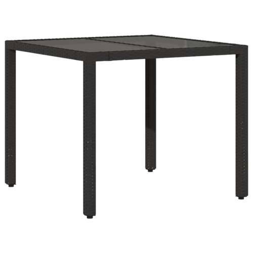 Vrtna garnitura - 3-dijelni vrtni blagovaonski set s jastucima poliratan i staklo - Crna 90 x 90 x 75 cm 2 Cijena