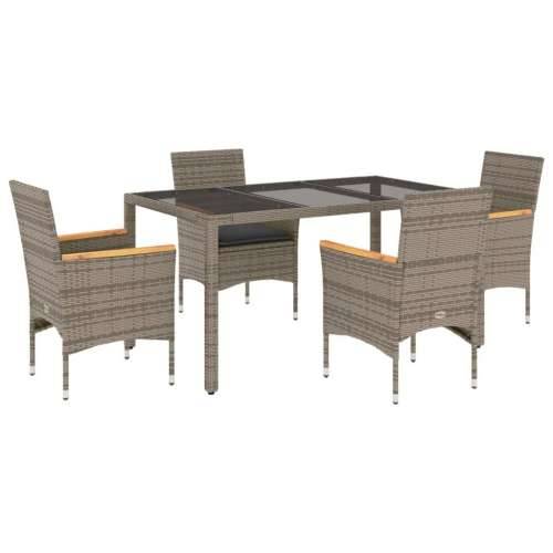 Vrtna garnitura - 5-dijelni vrtni blagovaonski set s jastucima poliratan i staklo - Siva 150 x 90 x 75 cm 4 Cijena