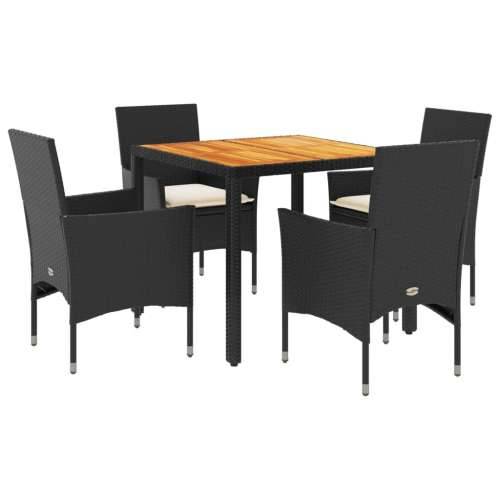 Vrtna garnitura - 5-dijelni vrtni blagovaonski set s jastucima poliratan i bagrem - Crna i krem 90 x 90 x 75 cm 4 Cijena