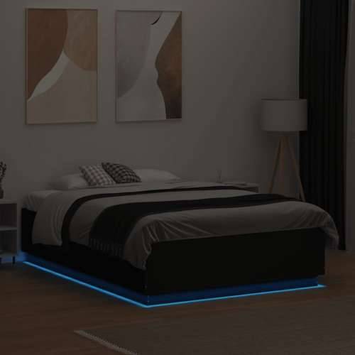 Okvir kreveta s LED svjetlima crni 135 x 190 cm drveni - Crna 135 x 190 cm Cijena