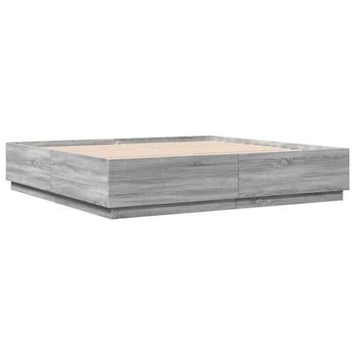 Okvir za krevet boja hrasta 200x200 cm od konstruiranog drva Sivi hrast sonoma 200 x 200 cm Cijena