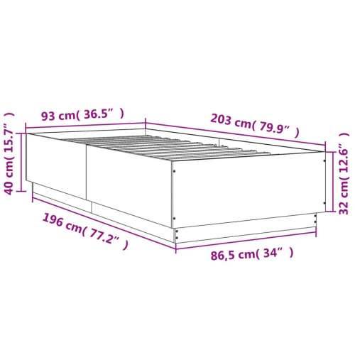 Okvir za krevet boja hrasta 90x200 cm od konstruiranog drva Sivi hrast sonoma 90 x 200 cm Cijena
