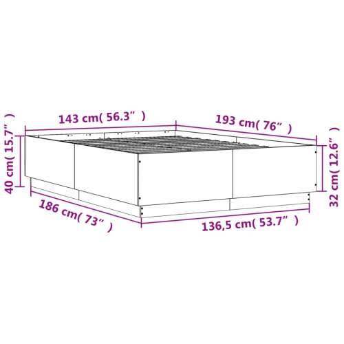Okvir za krevet boja hrasta 140x190 cm od konstruiranog drva Sivi hrast sonoma 140 x 190 cm Cijena