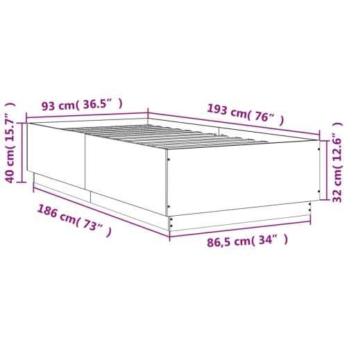 Okvir za krevet boja hrasta 90x190 cm od konstruiranog drva Sivi hrast sonoma 90 x 190 cm Cijena