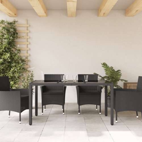 Vrtni stol sa staklenom pločom crni 150x90x75 cm od poliratana - Crna 150 x 90 x 75 cm 1 Stakl Cijena