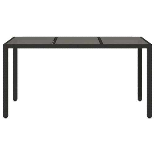 Vrtni stol sa staklenom pločom crni 150x90x75 cm od poliratana - Crna 150 x 90 x 75 cm 1 Stakl Cijena