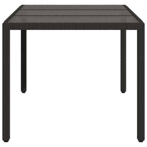 Vrtni stol sa staklenom pločom crni 150x90x75 cm od poliratana - Crna 150 x 90 x 75 cm 1 Stakl Cijena