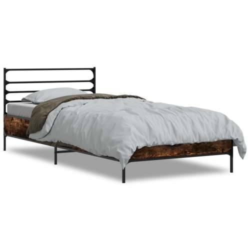 Okvir krevet boja hrasta 90 x 190 cm konstruirano drvo i metal - Dimljeni hrast 90 x 190 cm Cijena