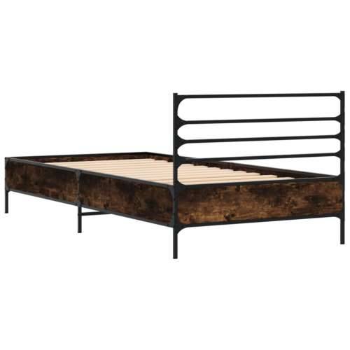 Okvir krevet boja hrasta 90 x 190 cm konstruirano drvo i metal - Dimljeni hrast 90 x 190 cm Cijena