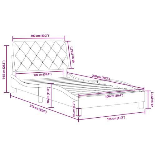 Okvir kreveta bez madraca tamnosivi 100x200 cm baršunasti - Tamno siva 100 x 200 cm Cijena
