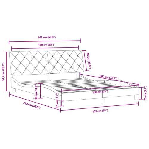 Okvir za krevet s uzglavljem plavi 160 x 200 cm baršunasti - Plava 160 x 200 cm Cijena