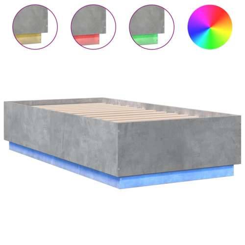 Okvir kreveta s LED svjetlima 75x190 cm od konstruiranog drva - Beton siva 75 x 190 cm Cijena