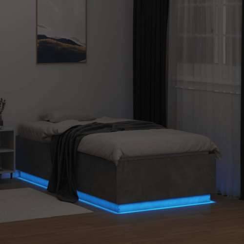 Okvir kreveta s LED svjetlima 75x190 cm od konstruiranog drva - Beton siva 75 x 190 cm Cijena