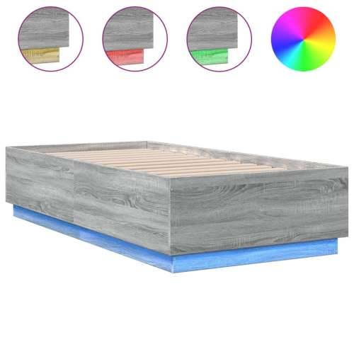 Okvir za krevet s LED svjetlima 75x190 cm od konstruiranog drva - Sivi hrast sonoma 75 x 190 cm Cijena