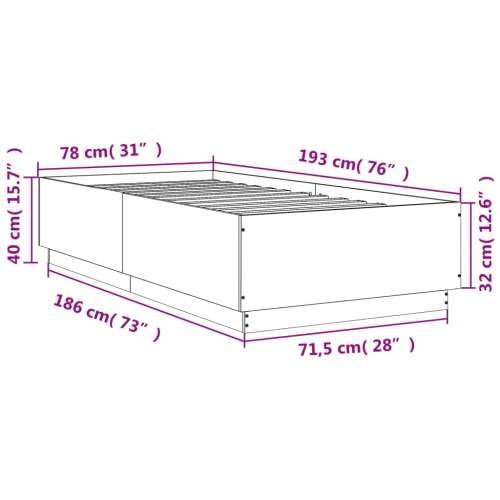 Okvir kreveta boja betona 75x190 cm od konstruiranog drva Beton siva 75 x 190 cm Cijena