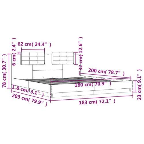 Okvir za krevet s uzglavljem siva boja hrasta 180x200 cm drveni - Sivi hrast sonoma 180 x 200 cm Cijena