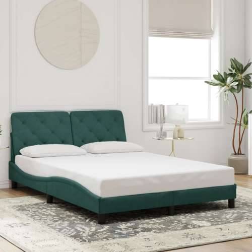 Okvir kreveta s LED svjetlima tamnozeleni 140x190 cm baršunasti - Tamnozelena 140 x 190 cm Cijena
