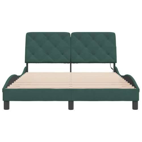 Okvir kreveta s LED svjetlima tamnozeleni 140x190 cm baršunasti - Tamnozelena 140 x 190 cm Cijena