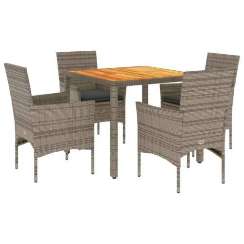 Vrtna garnitura - 5-dijelni vrtni blagovaonski set s jastucima poliratan i bagrem - Siva 90 x 90 x 75 cm 4 Cijena