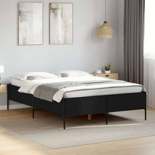Okvir za krevet crni 135x190 cm konstruirano drvo i metal - Crna 135 x 190 cm 44 cm Cijena